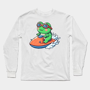 cute frog Jetskiing Long Sleeve T-Shirt